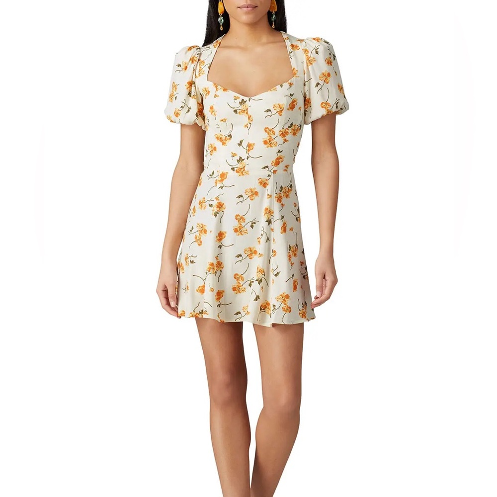 Reformation limonada clancie mini dress yellow floral